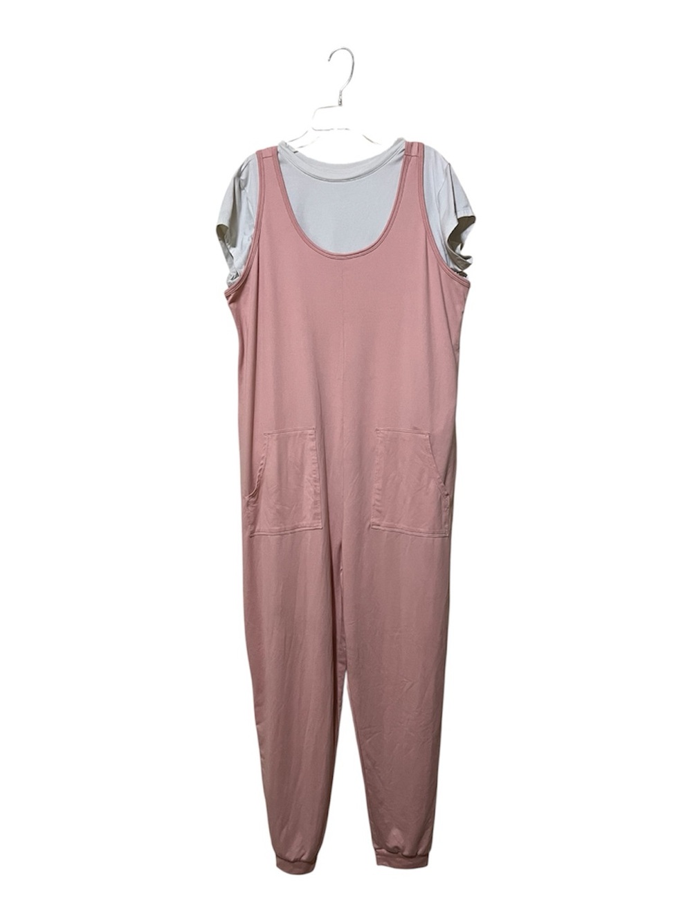 AnyBody Sleeveless Dusty Pink Relaxed Jumpsuit with Pockets and Separate T-Shirt